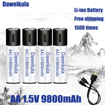 Velikog kapaciteta 1.5 V AA 9800 mWh USB puni li-ion baterija za daljinski miš mali ventilator Električni igračka baterija + Kabl