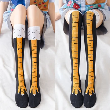 Piletina Šape Noge Čarape Žena Preko Kolena Dugo Čarape Smiješno Crtani Pamuka Pilećih Nogu Kandžu Dame 3D Otisak Butine Čarape