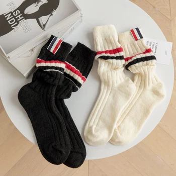 Žene Slobodi Dugo Čarape Prugastu Pletenje Vune Zime Debele Toplo Koreji Stil Japanski Mode, Visokog Cijev Student Devojke Čarape