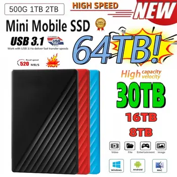 2023 Novi Prenosni 1TB 2TB SSD 4TB 16TB Vanjski Hard Disk Tip-C USB 3.1 Srednje Brzine 8TB Vanjski Skladište Hard Diskovima Za Laptopa