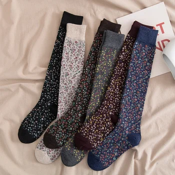 Cvetne Čarape Žena je Visok Cijev Koljeno-dužinu Čarape Udobno Čarape Ins Retro Ličnost Proljeće Ljeto vunene Carape
