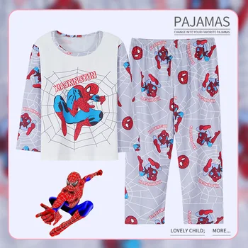 Animaciju Čuda spider-man Djece Pun Rukav Pamuka Pidžamu Postavlja Bos Devojka Sleepwear Djeca Pidžami za Tinejdžere Pijamas Nightwear