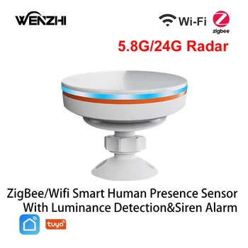 ZigBee 3.0/Wifi Ljudsko Prisustvo Senzor 5V MMwave Radar Sa Sirena Alarm Prijedlog Lux Otkrivanje Vidi/Pametan Život Kući Automatika DIY