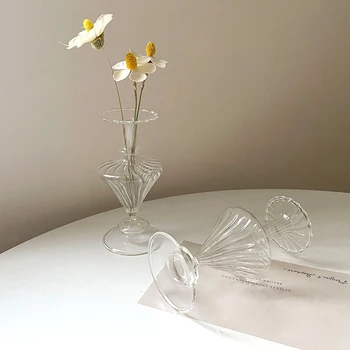 Imigraciono Cvijet Staklena Vaza Kreativni Vazu za Cvijet Zašiljenim Traka biti njegova Ins Čašu Brod Nordijskim Desktop Ornament Kući Dekor