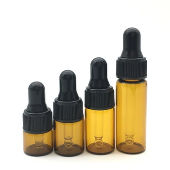 10pcs Mini 1ml 2ml 3ml 5ml Prazna Doze Čaše Prenosni Aromaterapija Esencijalnih Ulja Jasno Teglu Amber Bočica