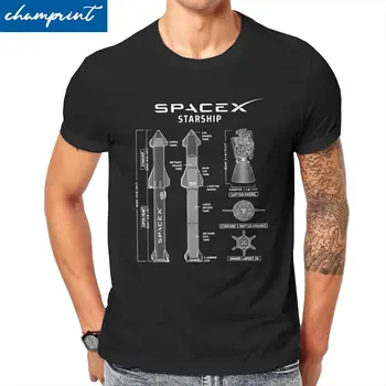 SpaceX Brod Plan Majice za Muškarce Novelty Pamuka Majice Crewneck Kratki Rukav T Majice 4XL 5XL 6XL Najviše