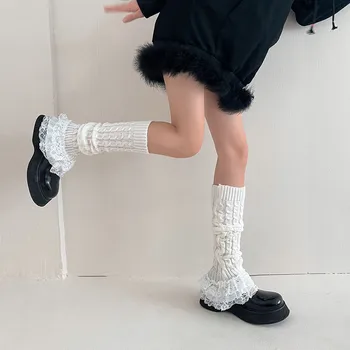 Multi-Sloj Čipke Nogu Toplije Japanski Stil Jesen Zime Twist Pruge Isplela Dugo Čarape JK se Zapetljala Čarape Čizmu Lisice