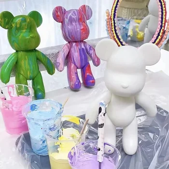 23cm DIY Tekućine Medved Sliku Pribor za Slikanje Kit Set Imitaciju Boja Kreativni Kući Ukras Ručno Lutku Figuricu Igračka Poklon za Dete