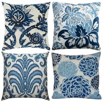 Plavi cvijet retro obrazac posteljini jastučnicu sofi jastuk pokriti kući ukras može prilagoditi za tebe 40x40 50x50 60x60 45x45