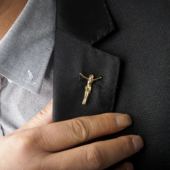 Vintage Christian Isuse Raspeće Broš za Muškarce od Nerđajućeg Čelika Krst Pin Značku Religiozni Nakit Obozavalac Darove
