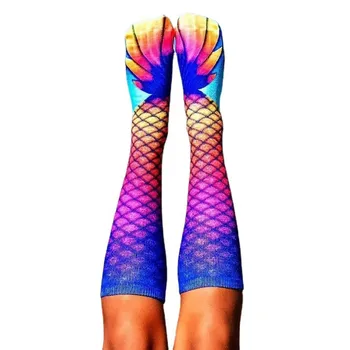 3D Odštampao Sirena Čarape Za Žene Mode Mekan Leta Riblji Rep Smiješno Čarape Novelty Meias Harajuku Ribu Skali Čarape
