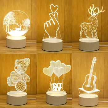 Romantična Ljubav 3D Imitaciju Doveo Lampu za Dom Dece Noći Svjetlo Sto Lampu Rođendan Dekor Dan Zaljubljenih Kreveta Lampu