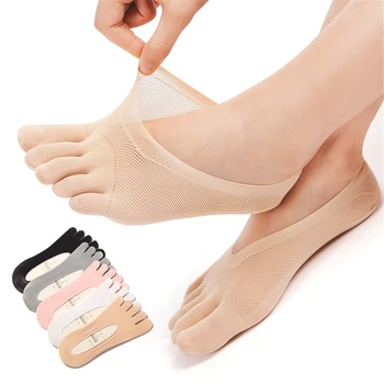 Žene Pet Prstiju Čarape za disanje Velvet Ultrathin Pet-Nevidljivi prst Anti-skid Anti-trenja Brod Čarapu Zglob Čarape Ljeto
