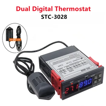Dvostruka Digitalni Termostat Temperatura, Vlažnost Kontrolu STC-3028 Termometar Hygrometer Kontrolor AC 110V 220V DC 12V 24V 10