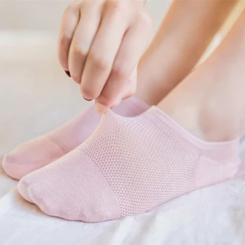 Žene Ne-pokaži Pamuka Mreža Čarape Ne Skliznuti Silikonske Mršava Ljeto Proljeće za disanje Papuče Ženske Čarape Nevidljiv Kratak Zglob Čarapu