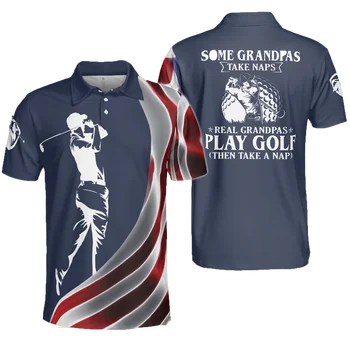 Jumeast Golf Zastavu Swing Kunem Se Pogled Na Loptu Ponavljam Polo Majicama Američku Zastavu Pije Pivo Tim Plavi T Majice Deda Odjeća