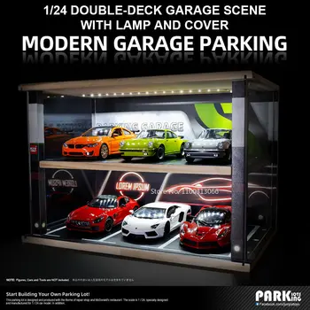 1:24 Parkingu Scenu Auto Model Kutiji Igračka Garaži Imitaciju Transparentni Dustproof Izgradio-U Svetlu Parking Kutiju Kolekciju Dar
