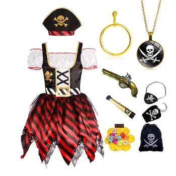 Pirat Stil Haljinu za Djevojke sa Puff Rukave i Šešir, Savršeno za Zezanje ili Stranke