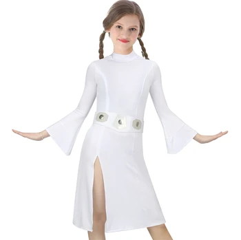 Princeza Leia Haljinu za Decu Devojaka Čista Bijele Berba Jednom komadu Haljinu Pojas Žena Uniformu Fensi Bala Ludaca Kostim