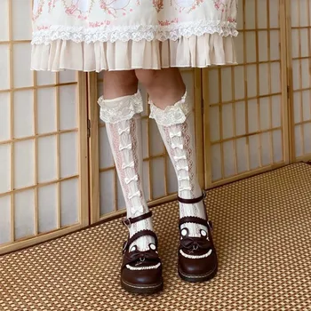 Lolita Čipke Bowknot JK Čarape Ludaca Customes Kawaii Animaciju Sluškinja Leti Koljeno Uspone Čarape