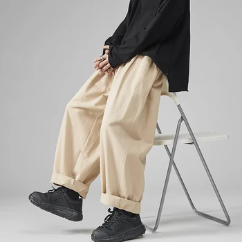 2023 Ljudi je Opuštena Wied Nogu Pantalone Oversize Pamuka Pantalone Čvrst Boja Mode Ljudi Trčanje Pantalone korejski Streetwear Berba 5XL