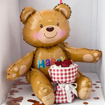 3D Sretan Medved Folije Balon Ins Vruće Daisy Cvijet Rođendan Ukrase Decu i Odrasle Događaj Zabavu Dekor Bebu Poklon Jaja