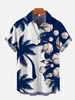 Ljeto palme Otisak Košulje Ljudi je Havajske Košulje Plaži Slobodno Mode Majicu Plaži Pejzaž Element Kratki Rukav Košulje