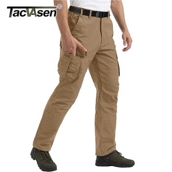 TACVASEN Ripstops Trajnih Teret Pamuka Pantalone Mens Taktički Safari Borbi Posao Pantalone Multi-Džepove Funkcionalan Vojne Hlače