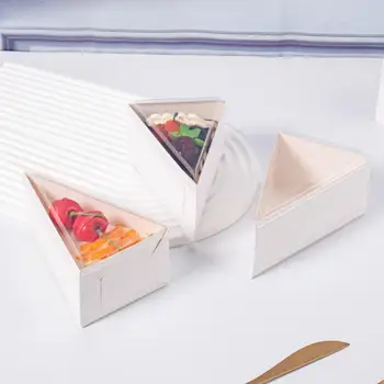 50pcs Trougao Mus Pakovanje Kutiju Kolacica Papir Pakovanje Kutije 6/8 cm Transparentni Tortu Rez Kutija