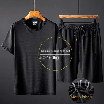 Muški Sport Odelo muška Modna Šorc + Majicu 10XL Leta za disanje Mreža Opušteno Odelo Trkača muška Odjeća