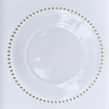 12inch Zlata, srebra lipman transparentni rundu plastične venčanje punjač tanjir ukrasni pod tanjir