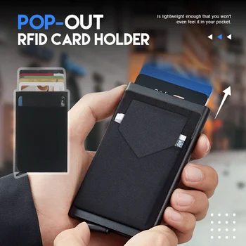 Slim Aluminijuma Novčanik Sa Elastičnost Nazad Torbi ID Kreditnu Karticu Mini RFID Novčanik Automatski se pojaviti Banka Posjetnica