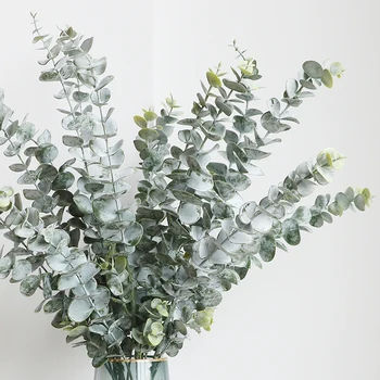 Stvarno dodirnuti umjetna eukaliptus ogranak list biljke dugo list lažni biljke kući dekor suho umjetna cvijeće venčanje ukras