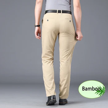 Visokog Kvaliteta, Ljudi je Široke Pantalone 100% Bambus Vlakna Istezanje Mršava 2022 Ljeto Novi Posao Ravno Pantalone Muškarac pantalones hombre