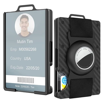 Ljudi novčanik, metal novčanik sa Airtag nosač (ne Airtag), transparentni prozor iskaznica klip, karbonskih vlakana RFID štit, može držati