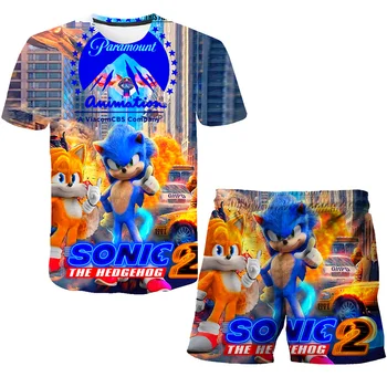 2023 Opušteno 3D Momci Odjeću Sonični T Majice Postavlja Ljeto Djecu iz Crtića Šorc Devojke Sportska Odjeća Djece Odjeću Mode Majice Odijelo