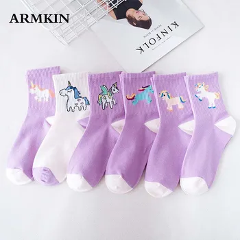 ARMKIN Koreji Stil Žene Čarape kreativnost Crtani Životinja Konja jednoroga čarape Pamuka Opušteno sretan smiješno čarape