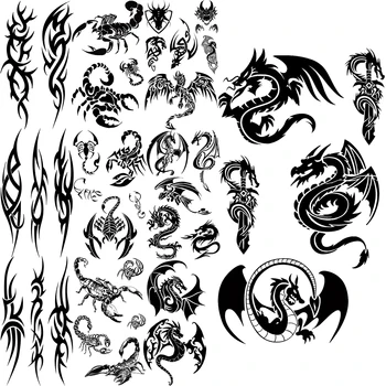 Zmaja Privremene Tetovaže Za Žene Ljudi Realan Škorpiona Trnje Totem Lažni Tetovažu Naljepnicu Ruku Tatoos Tijelo Plemenske Umetnosti