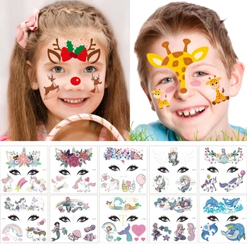Djeca Iz Crtića Životinja Stil Lice Tetovažu Privremeno Vodootporne Tijelo Umjetnost Naljepnicu Za Jednokratnu Upotrebu Šminku Cvijet Leptir Jednoroga