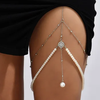 Multilayer pearl nogu lanac žena ins kreativni ličnost dugo sexy tijelo pribor