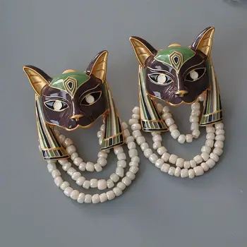 1 Par Žene Mode Ukras Naušnice Vingate Palatu Stil Naušnice Kreativni Žena Izvrstan Egipatski Mačka U Obliku Uho Klip