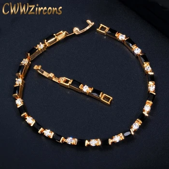 CWWZircons 2023 Novu Modnu Dame 585 Zlatne Boje Nakit Elegantan Crni CZ Narukvice za Žene Pribor CB208