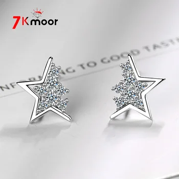 Novi Modni Kristal-okruženo Zvijezda srebrne boje 925 silver iglu Nakit Jednostavno Temperamenta Pet-ukazao Zvijezda mindjusa
