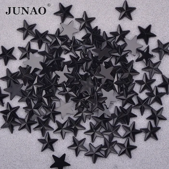 JUNAO 10mm 100Pcs Zvijezda Obliku Crnih Kvarc Flatback Ekser Umjetnost Naljepnicu Imitaciju Kamen Album Strass DIY Pravi Nakit