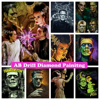 Horor Film Mladu Frankenstein 5D DIY AB Bušilice Dijamant Sliku Vez Krst Šav Čudovište Umjetnost Ručno Sobu Dekor