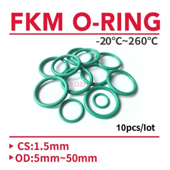 Zeleno FKM Fluora Gumene O Prsten O-Prsten Ulje Brtvljenje Pokvario CS 1.5 mm OD 5-50mm