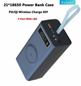 DIY 21*18650 Baterija Kutiji 15W Bežični 22.5 W Brzo Naplaćivati Moc Banke Baterija Slučaj Oklop USB TypeC PD je DOVELO Bez Baterija