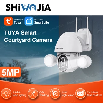 SHIWOJIA Vidi Pametan 5MP Kamere Svjetla Wifi AI Humanoidi Otkrivanje 4X Zoom Oblak CCTV DOVEO Sijalicu Sigurnosna Kamera