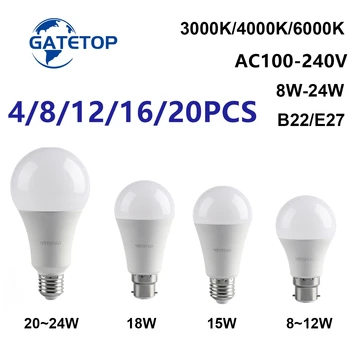 4-20PCS AC110V/AC220V Doveo energije očuvanje Sijalicu Lampe E27 B22 Svjetlo Prava Moć 8W-24W Ne disko toplo bijelu svjetlost