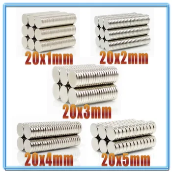 5~200Pcs N35 Rundu Magnet 20x1 20x2 20x3 20x4 20x5 Neodymium Magnet Trajno NdFeB Super Jaka Moćan Magneti 20*3 20*5